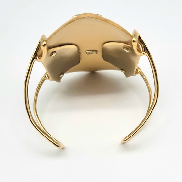 Alexis Bittar Phoenix Deco Gold Lucite Swarovski Crystal + Turquoise Cuff - Picture 12 of 14